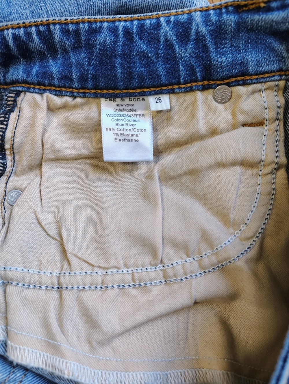 Rag & Bone Dre Low Rise Slim Boyfriend Jeans Women's Medium Blue River sz 26. - Picture 16 of 16